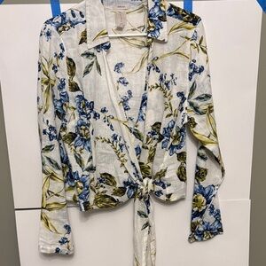 Joie Botanical Wrap Blouse - White, Blue, Olive